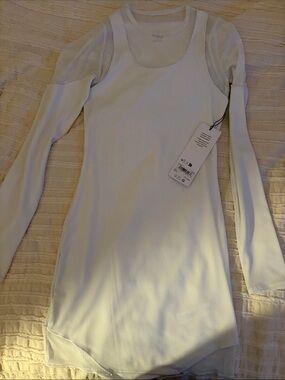 ALO Yoga White Ribbed Long-Sleeve Mini Dress - NWT